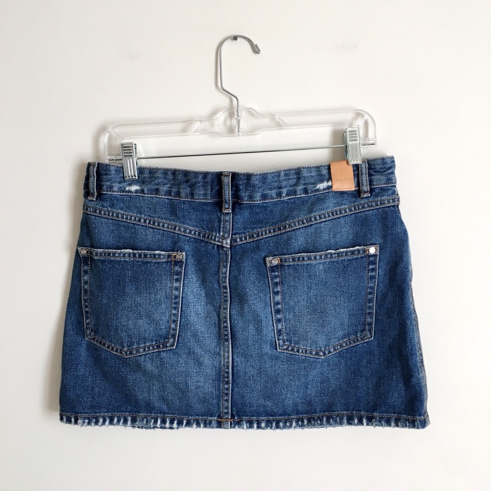 Zara | Distressed Jean Mini Skirt Med Wash Denim - Picture 4 of 8